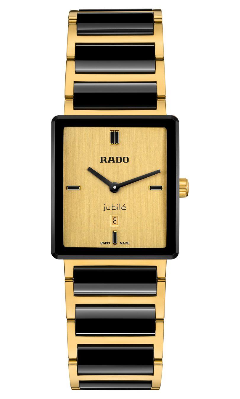 Bracelet de la Rado Integral en céramique noire et acier inoxydable couleur or jaune