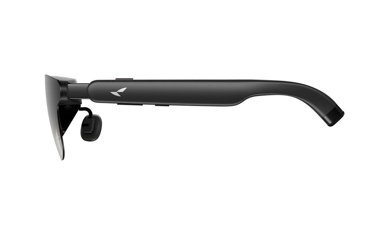 Lunettes RayNeo GT vues de profil, logo sur la branche