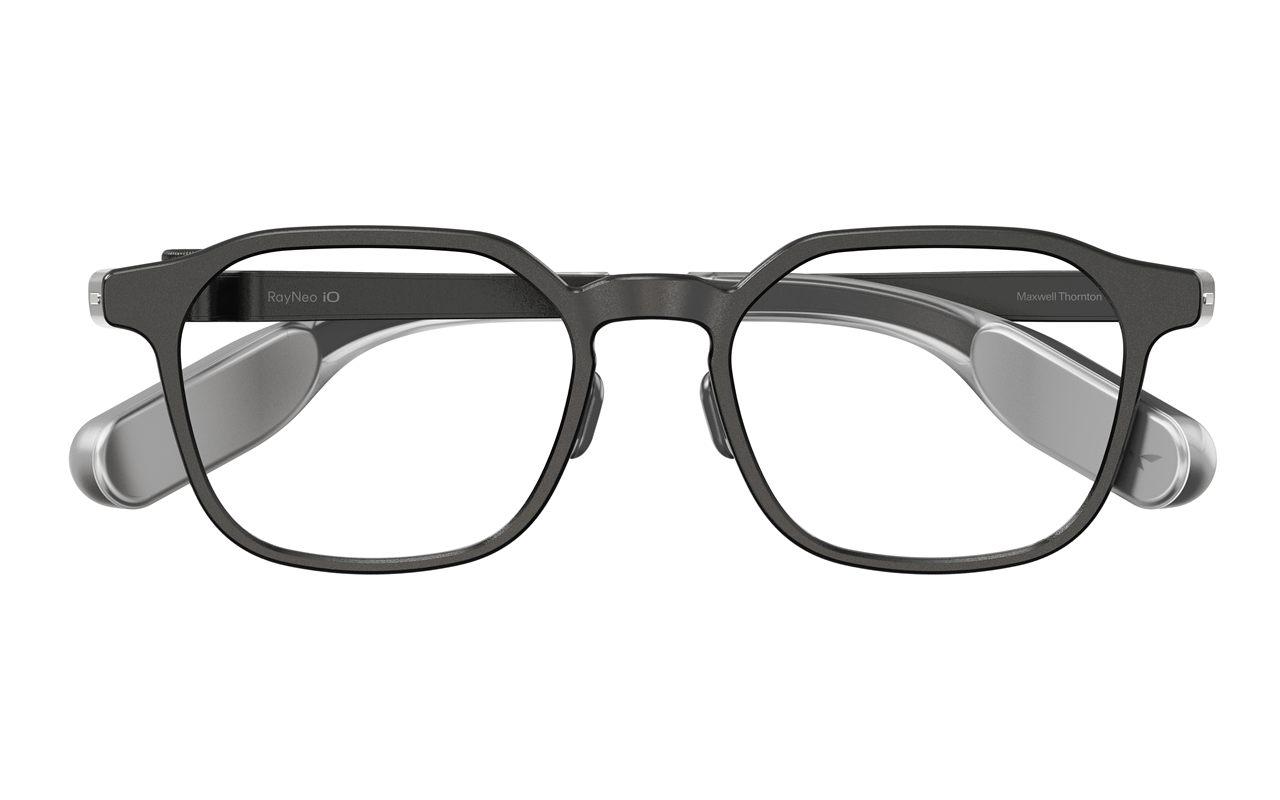 Lunettes RayNeo iO noires vues de face sur fond blanc