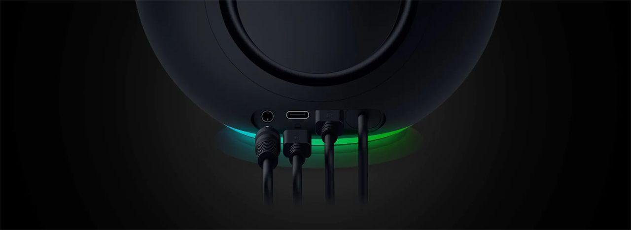 La connectique du Razer Mako X, prise 3,5 mm et port USB-C