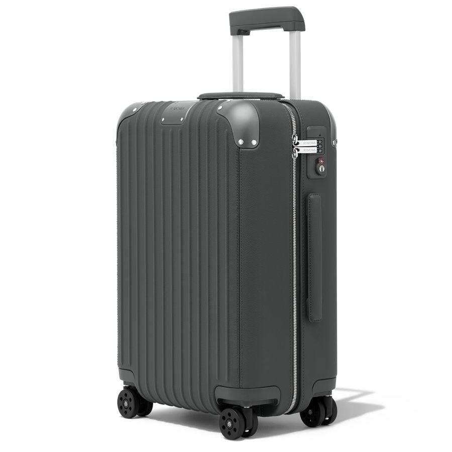 Valise cabine RIMOWA Distinct Cabin en cuir Anthracite, vue de trois quarts