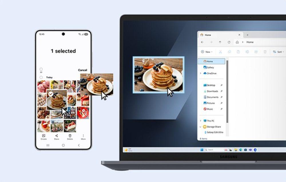 Transfert d'une photo entre un smartphone Galaxy et le Samsung Galaxy Book6