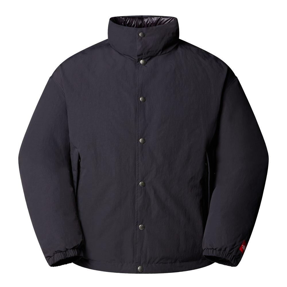 La veste en duvet Red Box FW26 en bleu nuit, col montant et fermeture à pressions