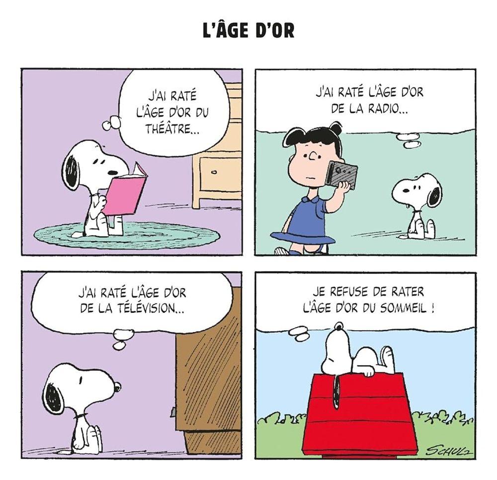 Strip Snoopy L'éloge de la paresse, Snoopy refuse de rater l'âge d'or du sommeil