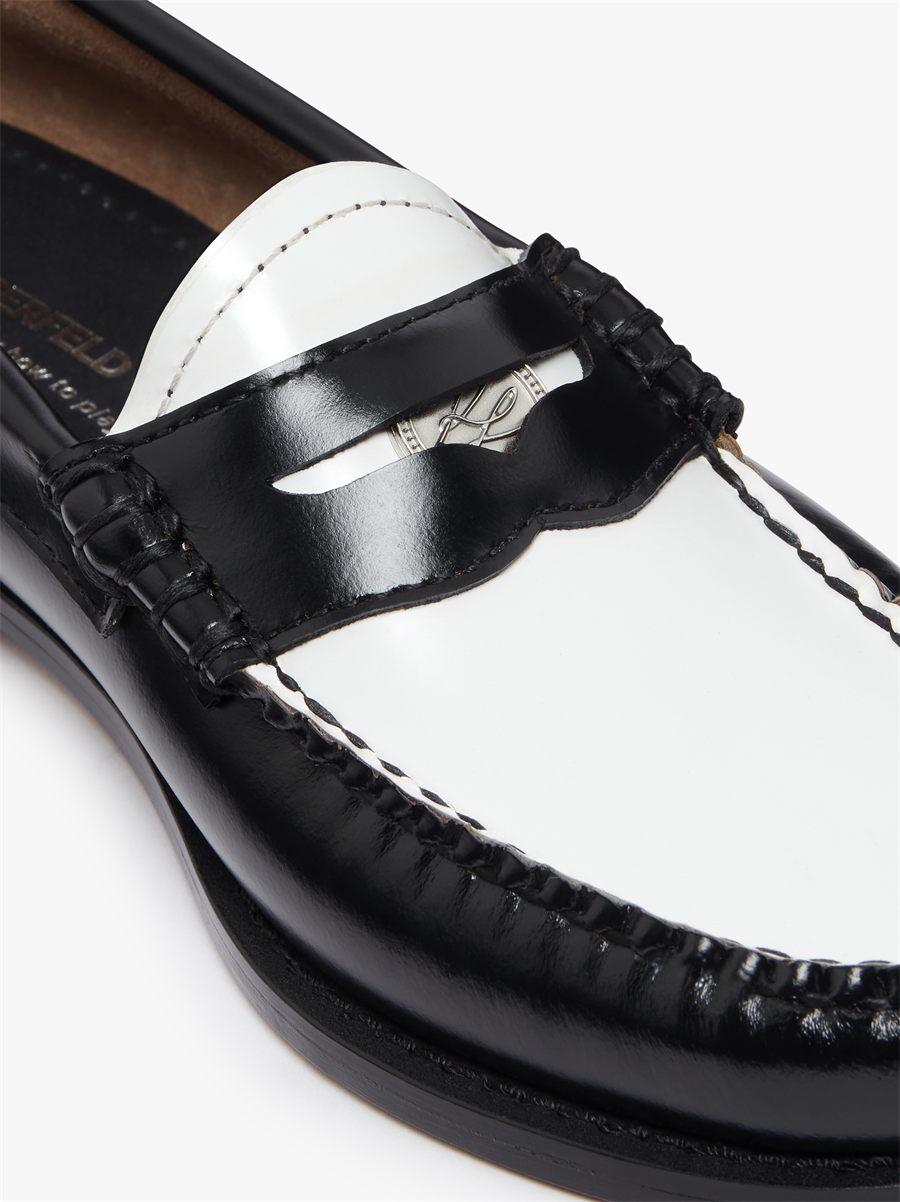 Mocassin penny noir et blanc G.H.Bass x Karl Lagerfeld, médaillon argenté
