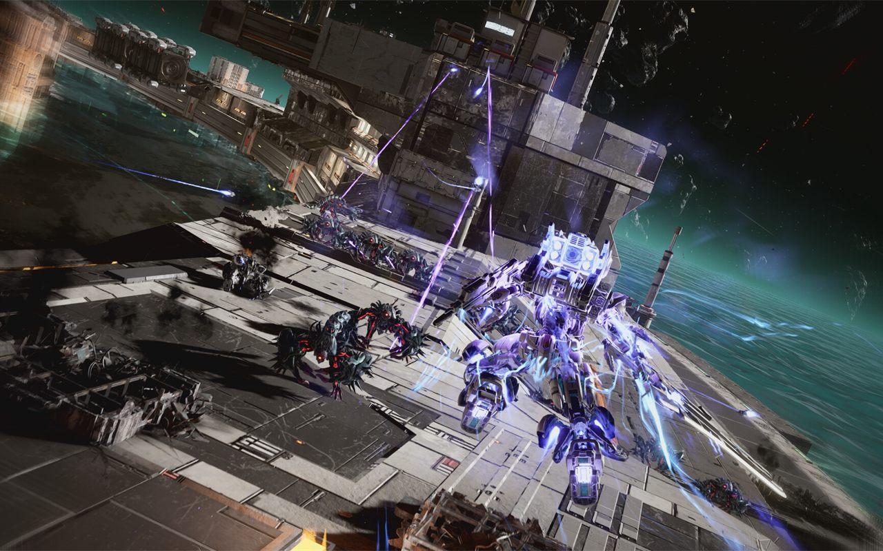 Robots Gundam en plein combat dans l'espace dans GUNDAM ROGUE ORBIT