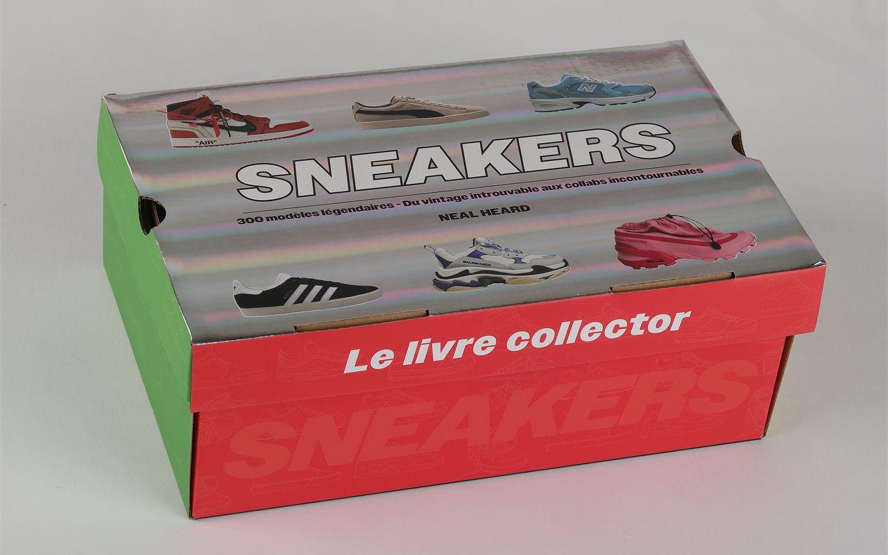Le coffret rouge du livre Sneakers, fermé comme une boîte à chaussures