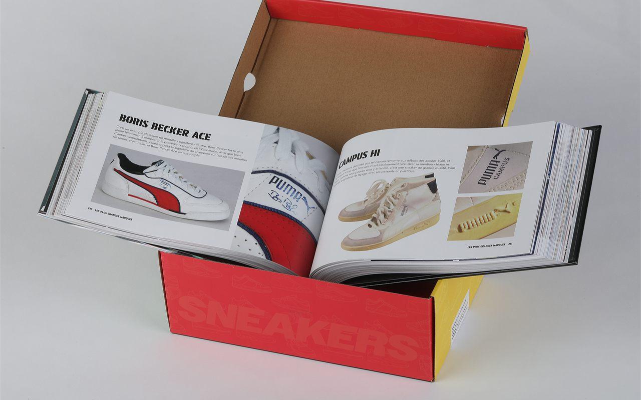 Double page du livre Sneakers consacrée aux Puma Boris Becker Ace et Campus Hi