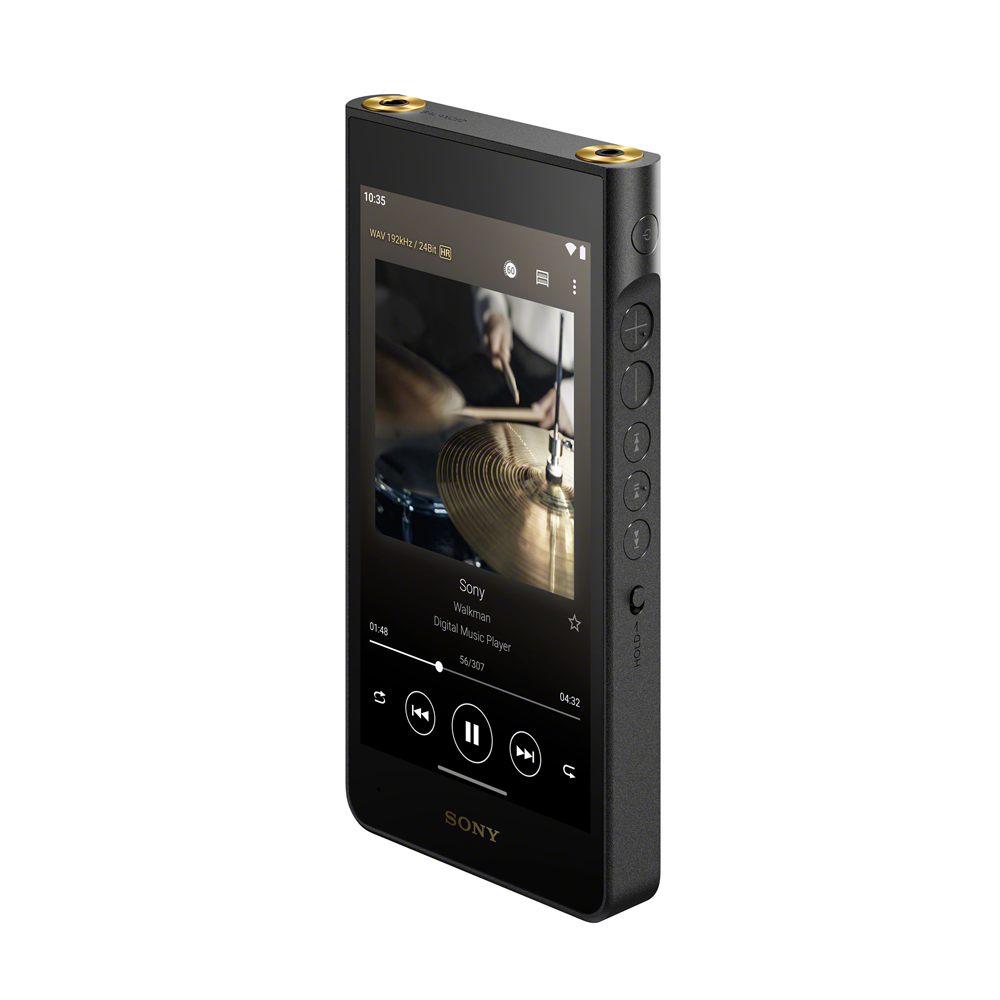 Walkman NW-WM1AM3 noir, prises casque cerclées d'or et touches latérales