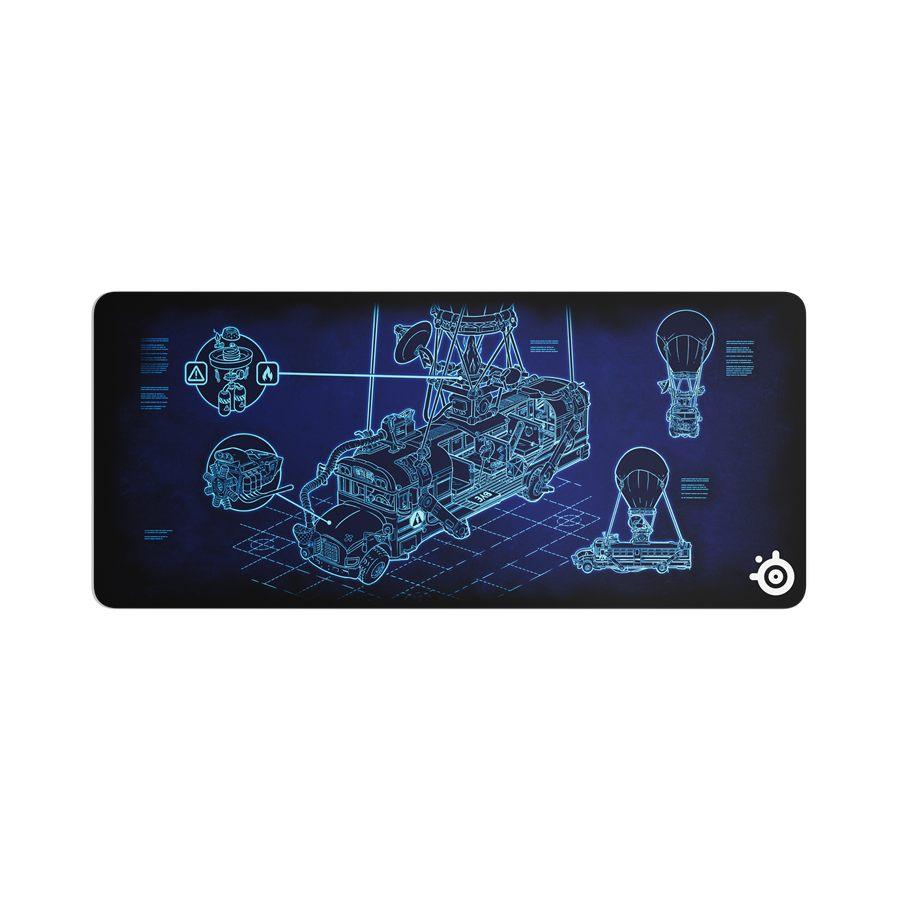 Tapis de souris SteelSeries QcK XXL Fortnite au bus de combat dessiné comme un plan