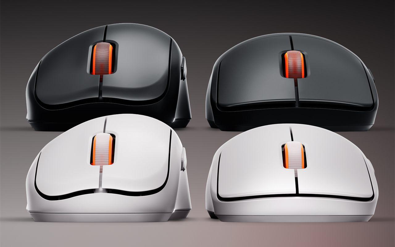 Les souris Rival Pro et Sensei Pro en noir et en blanc, vues de face
