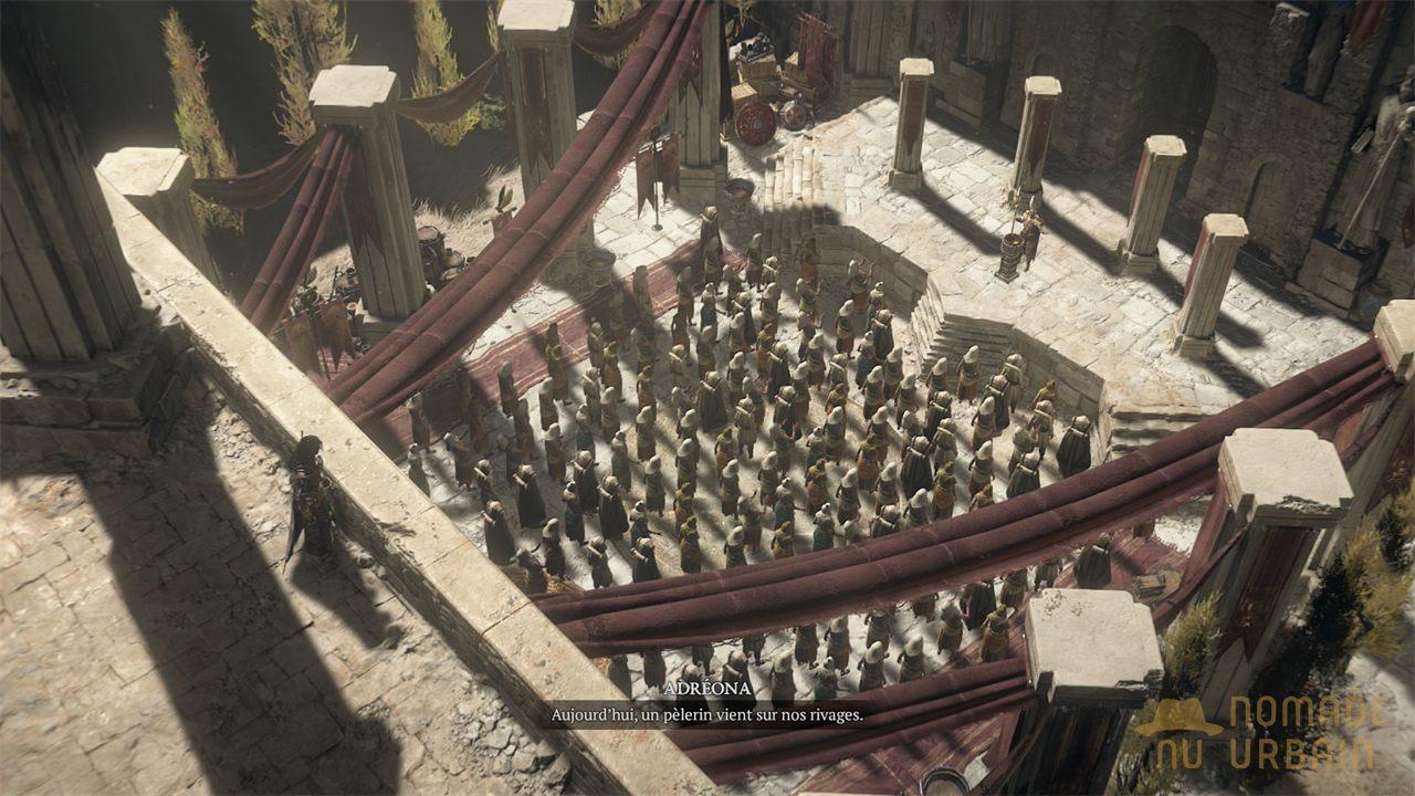 Une foule rassemblée sur une place de Skovos dans Diablo IV Lord of Hatred