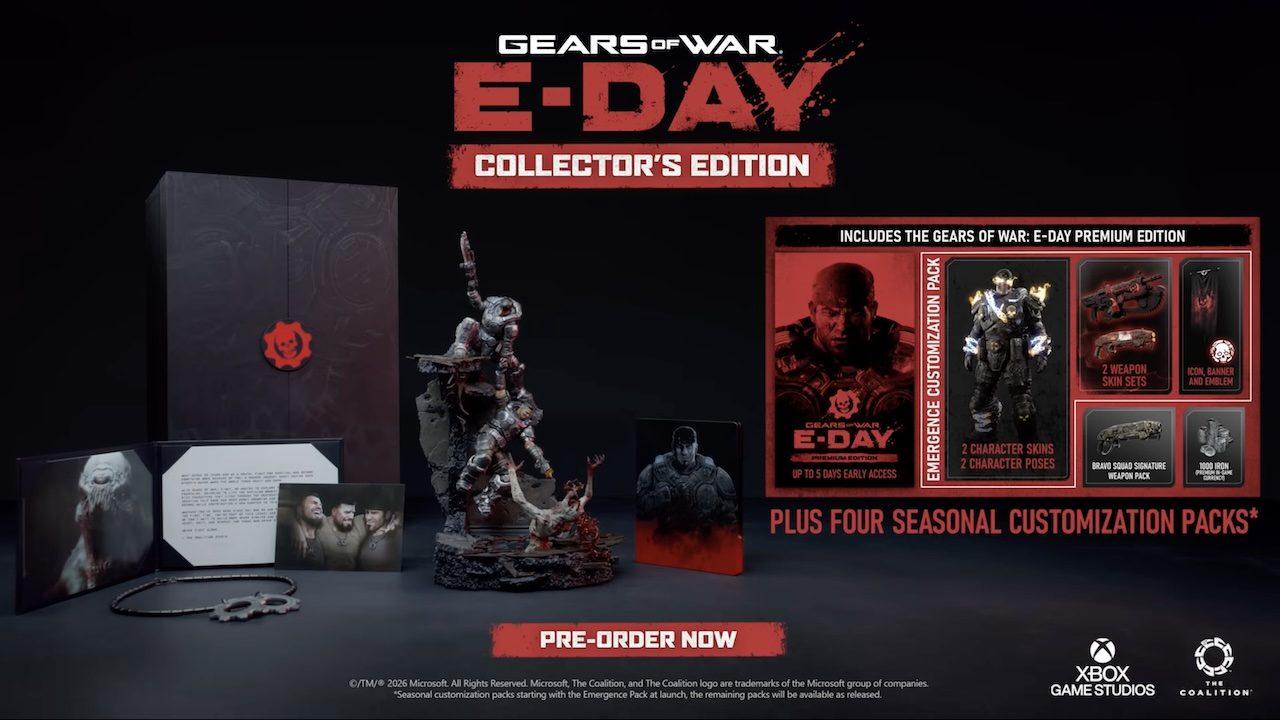 Contenu de l'édition collector de Gears of War: E-Day, statue de Marcus et Dom