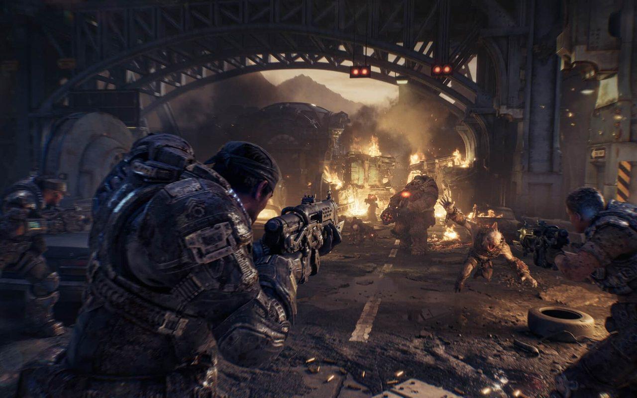 Fusillade dans un tunnel en flammes dans Gears of War: E-Day