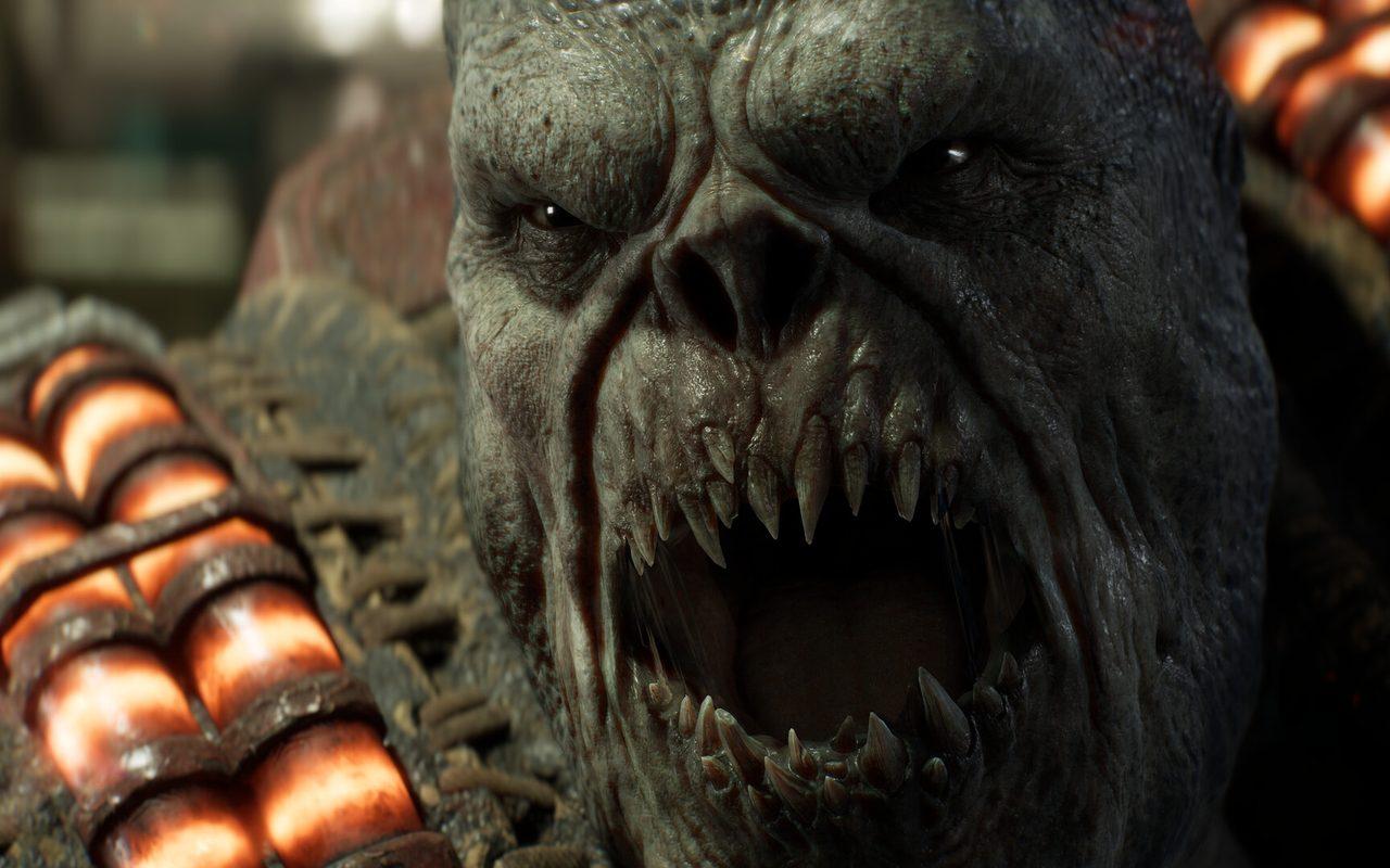 Gros plan d'un Locuste qui rugit dans Gears of War: E-Day