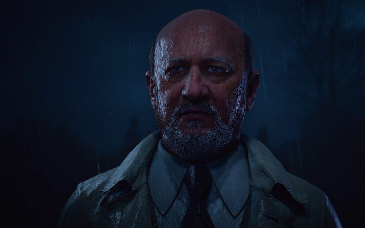 Le Dr Samuel Loomis, imperméable mouillé, sous la pluie