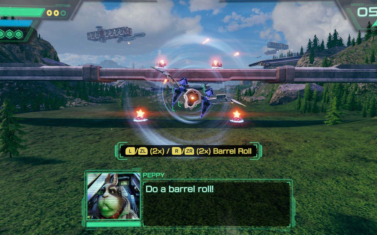 Arwing en plein tonneau au-dessus de Corneria dans Star Fox sur Switch 2