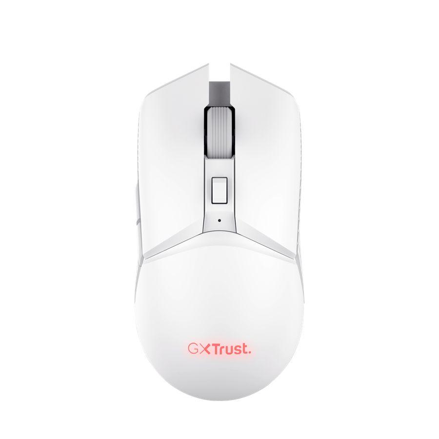 Souris sans fil blanche de 75 grammes du Trust Bundle Miami vue de dessus
